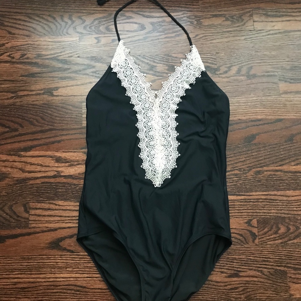 Anthropologie Lace-Front One-Piece Swimsuit
